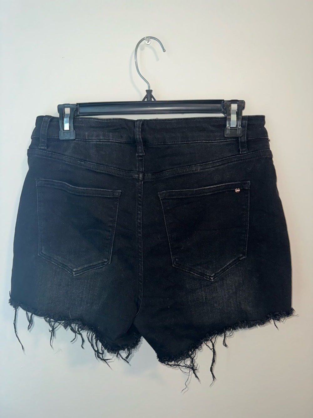 High-Rise Black Distressed Denim Shorts